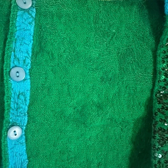 MICHAEL SIMON Vintage Seurat Sunday Afternoon sequined button front cardigan 3X - Picture 15 of 15